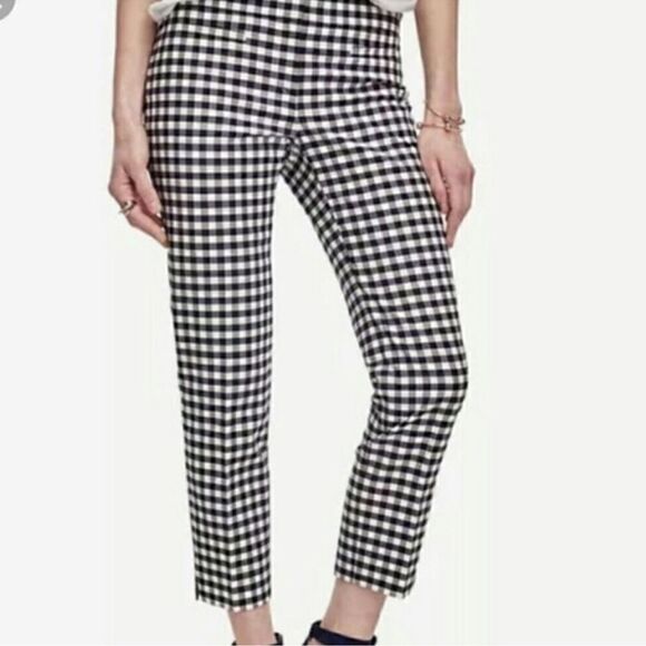 Ann Taylor Black White Checkered Cotton Blend Pants - Picture 1 of 12